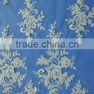 Eco Friendly Design Wholesale African Beaded Corded Lace Dress Fabric thumbnail-3
