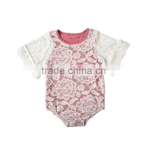 Comfortable Baby Bodysuits Infant Toddler Summer Short Sleeve Clothes 2017 Newest White Baby Lace Rompers thumbnail-2