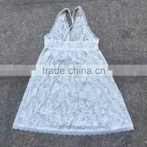 Women Stock Apparel See-through Lace White Prom Sexy Dress thumbnail-5