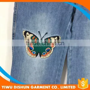 Ladies Wholesale Butterfly Embroidery Name Brand Jeans Pants thumbnail-2