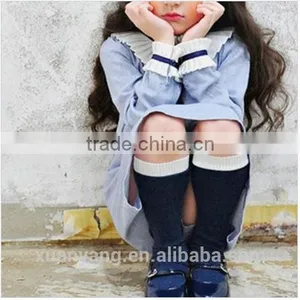 Fashionable Knitted Frock Long Sleeve Plain Clothing Little Girl Princess Dresses Wholesale New Design Kids Baby Girls Dress thumbnail-3