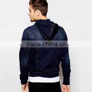 2016 New Fashion Denim Hoody Jacket for Men Customized Design thumbnail-2