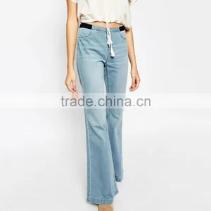 Denim Fashion Custom Loose Wide-legged Jeans New Designs Photos thumbnail-3