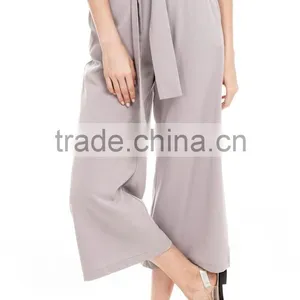 2017 OEM Women Tie Sash High Waist Fully Lined Pants thumbnail-2