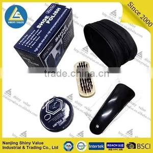 Round Shape pu Bag Portable Travel Shoe Cleaning Kit Box thumbnail-4