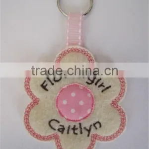 Personalised Flowergirl Key Ring Wedding Gift / Favour Felt & Fabric Flower thumbnail-2