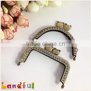 8.5cm Hello Kitty Handmade Metal Handbag Handle Clutch Purse Frame thumbnail-1