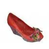10.5cm Heels PU Material Ladies Red Peep Toe Wedge Sandals Support OEM thumbnail-1