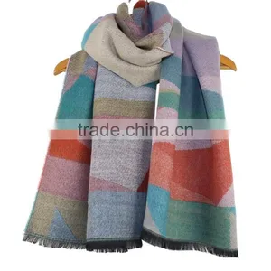 Colorful 100% Acrylic Pashmina Shawl Winter Geometric Women Scarf Shawl RL-208 thumbnail-3