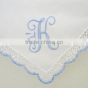 Plain White Cotton Linen Embroidered Wedding Napkin thumbnail-3