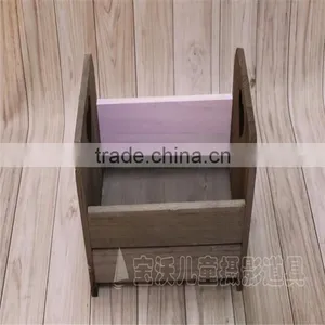 Antique Wood Bed Props Newborn Baby Wooden Bed Sturdy Bucket Pattern Phootgraphy Props thumbnail-4