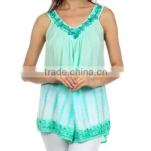 Shop Exclusive Resortwear Rayon Tie Dye Embroidered Tops & Tunic Online thumbnail-1