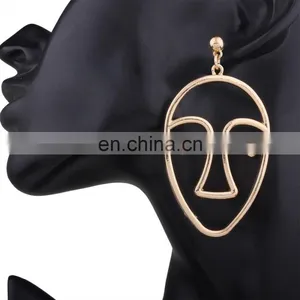 New Exaggerated Facial Hollow Big Human Face Dangle Gold Earrings IN STOCK! thumbnail-4