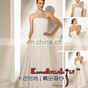 EB966 Ivory or Other Color Available Select Material Strapless Chiffon Charming Wedding Dress Ruffle Bridal Dress thumbnail-1