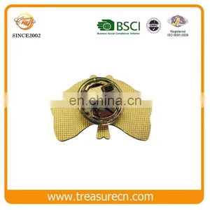 Custom Golden Hard Enamel Twin Flag Metal Badge With Butterfly Clutch thumbnail-2