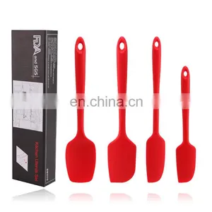 Hot Selling Food Grade Silicon Spatula Kitchen Baking Silicone Rubber 4pcs Kitchen Baking Scraper Set thumbnail-1