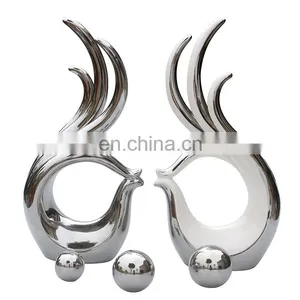 Wholesale Silver Living Room Decoration Finger Shape Ceramic Decor Handmade Statue Ornaments thumbnail-4