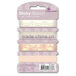 Polyester Organza Self Adhesive For Scrapbook DIY Craft Gift Printed Wedding Sticky Ribbon Set thumbnail-4
