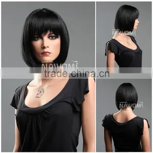 W3301 Hand Made Synthetic Full Lace Half Wig for Black Women thumbnail-1