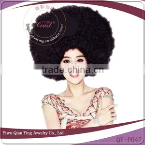 Lady`s Black Short Curly Big Afro Party Wigs thumbnail-1