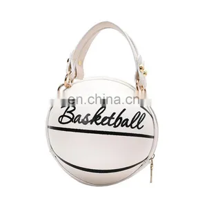 Small Personality Basketball Hand Bag Fashion Women Chains Handbag Creative Letter Shoulder Messenger Bag Female Mini Round Tote thumbnail-4