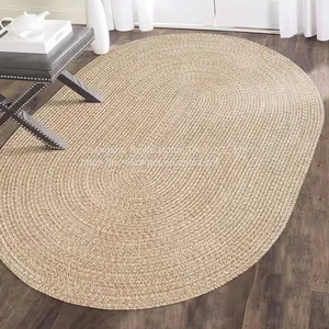 Mixed Colours Polypropylene Braided Rug Home Carpet Oval Shape thumbnail-1