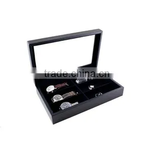 Custom Genuine Leather Glasses Case Watch Storage Box Jewelry Display Case With Glass Top thumbnail-4