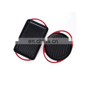 Enamel Cast Iron Korean Round Non-stick Griddle Bbq Grill Pan thumbnail-5
