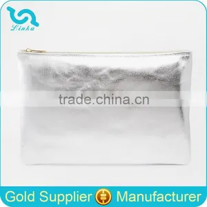 Hot Selling Fashion Metallic Leather Silver Plain Clutch Bag PU Leather Plain Clutch Bag thumbnail-1