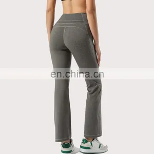 Wholesale Most Hot Sweat-Wicking Casual Flare Women Fitness Sports Pants Workout Gym Clothing Training Pants thumbnail-3