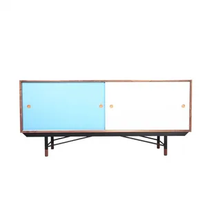 Finn Juhl 1955 Replica Arne Sideboard Mid Century Modern Walnut Color Sliding Door Dining Storage Credenza Cabinet thumbnail-3