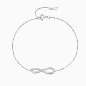 Shining Star Jewelry Adjustable 925 Silver Zircon Women's Fine Infinity Bracelet thumbnail-3