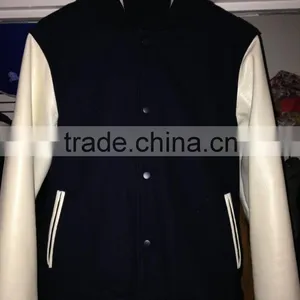 2016 Fashion Design Natural Leather Sleeve Varsity Letterman Jacket thumbnail-1