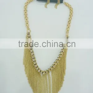 FASHION CHAIN TASSEL THREAD WRAPPED RHINESTONE NECKLACE EARRING SET thumbnail-1
