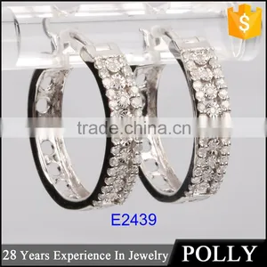 Fashion 925 Sterling Silver Pave Setting Zircon Hoop Earrings Wholesale thumbnail-1