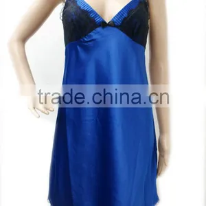 Satin Silk Hot Sexy Nightgown With Lace thumbnail-1