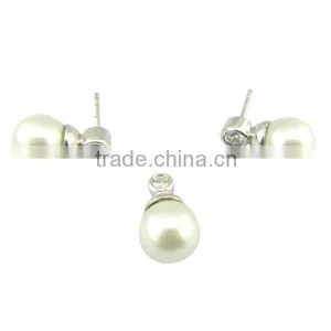 Pearl Stud Earrings Pearl Jewelry Set Pearl Pendant 925 Sliver Jewelry thumbnail-1