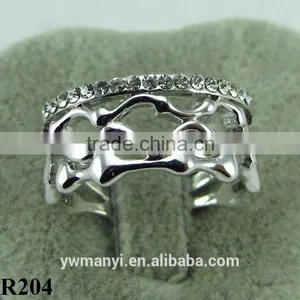 Fashion Rhinestone Ring Ripple Alloy Plated Gold/silver Ring R204 thumbnail-3