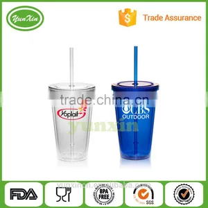 BPA Free Pack of 12 of Assorted Colors 16oz Insulated Plastic Tumbler With Lid&straw thumbnail-2