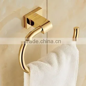 Hotel Style Novelty Wall Mount Bath Towel Rack Clothes Hanger Gold Finish thumbnail-2