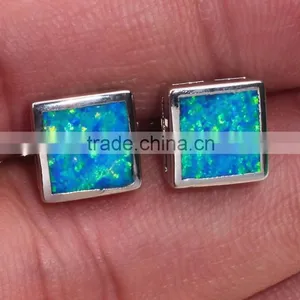 Wholesale 925 Sterling Silver Square Orange Opal Post Stud Earring thumbnail-6
