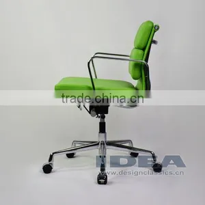 Replica Charles and Ray EA217 Low Back Soft Pad Desk Chair - Salad Green Color Genuine Leather thumbnail-3