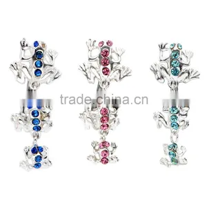 Stainless Steel Gemmed Frog Belly Navel Ring thumbnail-1