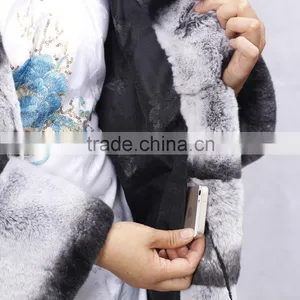 Wholesale Cheap Price Chinchilla Rex Rabbit Fur Jacket thumbnail-6