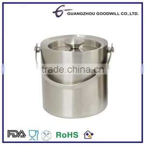FDA Safe 2.0 L Double Wall Stainless Steel Metal Ice Bucket With Lid thumbnail-1