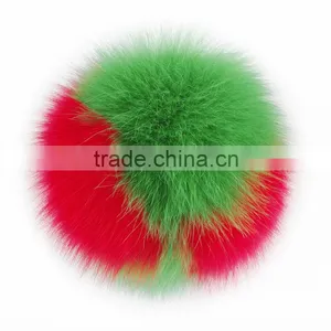 High Quality Fashion Colorful Fox Fur Pompoms for Knitted Winter Hat/bag/garment KZ151003 thumbnail-3