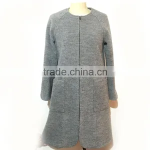 2016 AW Woolen Garment Customized Woman Ladies Fashion Collarless Slim Fit thumbnail-1