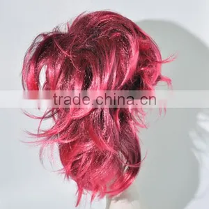 Synthetic Special Curls Wigh Red and Pink Multi Color Crazy Fans Wig N301 thumbnail-3