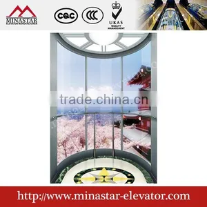 630kg~1250kg,1.0m/s~1.75m/s Sightseeing Elevator and Observation Elevator|panoramic Glass Elevator thumbnail-3