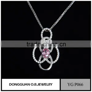 High Quality Pink Zircon Necklace /Silver Necklace/Necklace Women Wholesale thumbnail-1